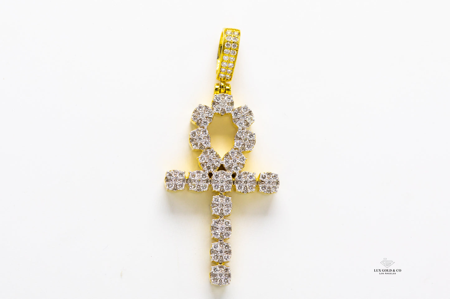 Cluster Diamond Ankh Cross Pendant