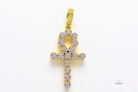 Cluster Diamond Ankh Cross Pendant
